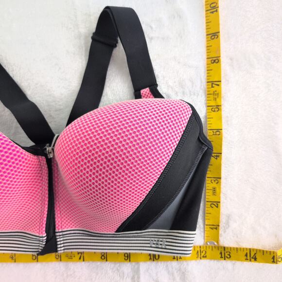 VSX Victorias Secret 34C Sports Bra Incredible Front Close Pink Black - Picture 11 of 11